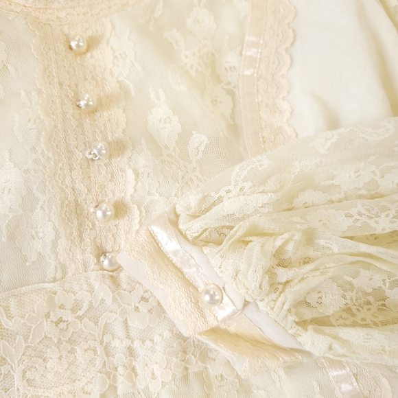 Gunne Sax Vintage 1970's Romantic Lace Cottagecore Prarie Wedding Dress - Picture 3 of 12